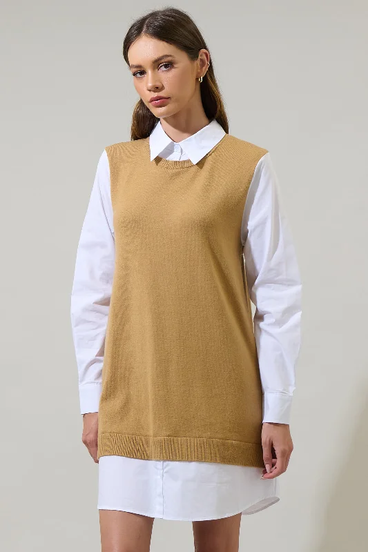 Milford Mariela Sweater Vest and Poplin Dress