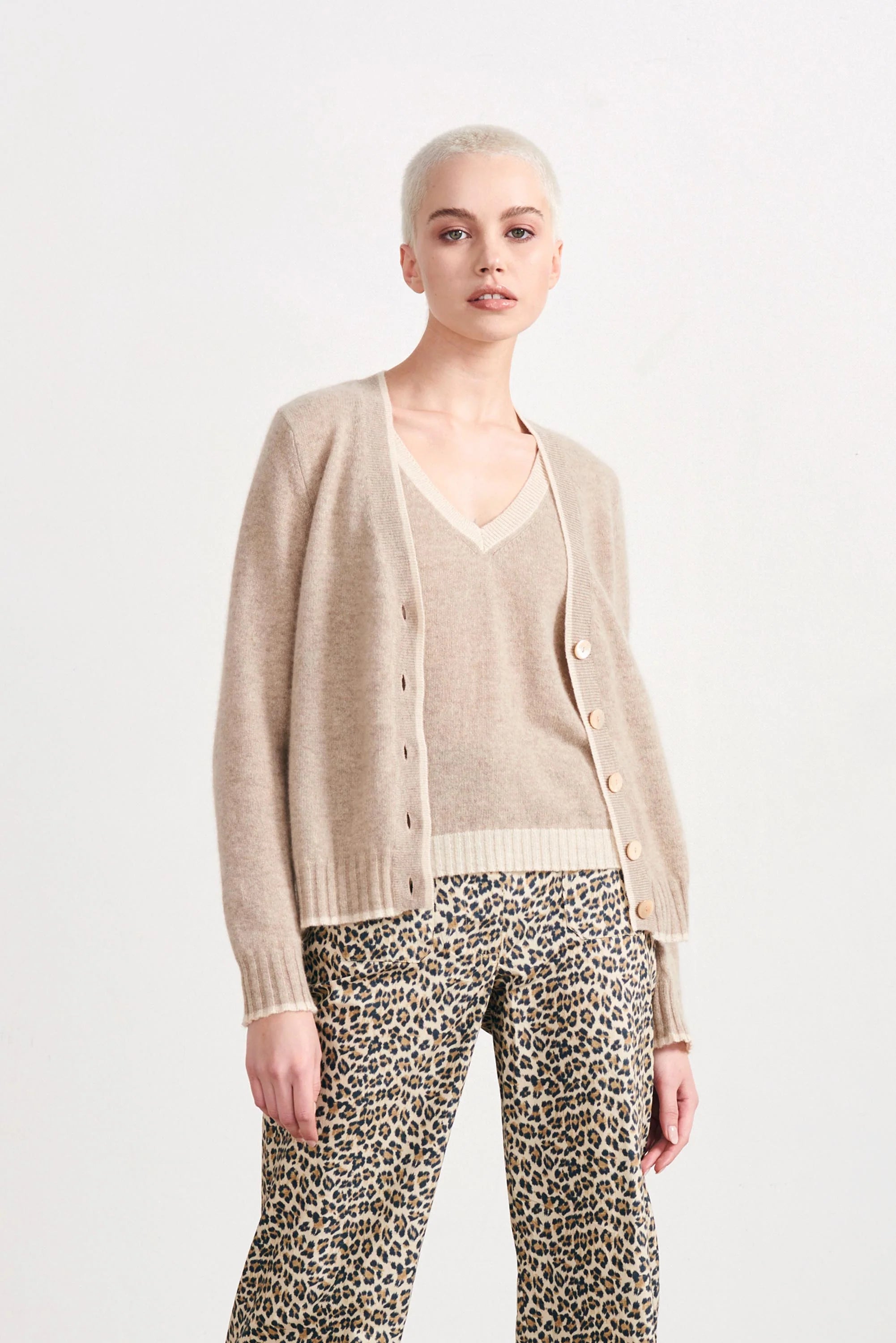 Contrast Tip Cardigan