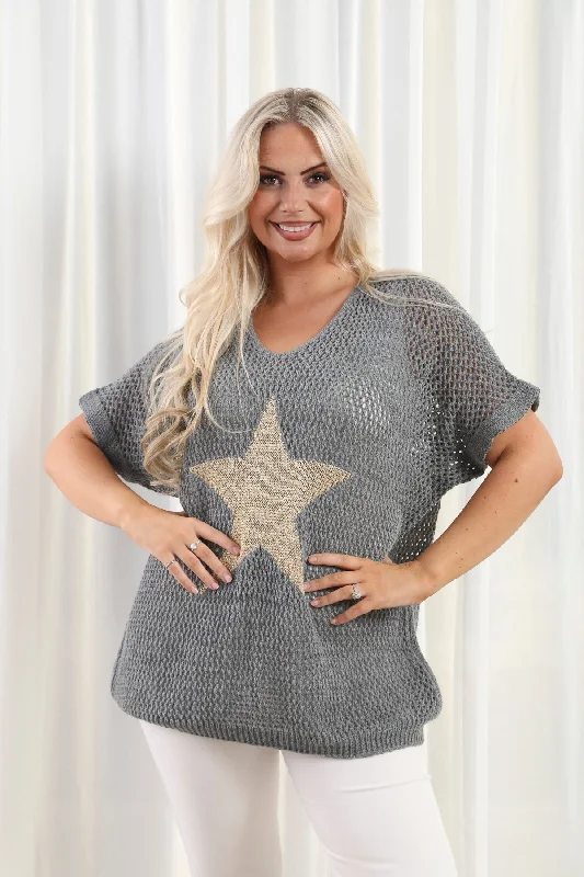 Leila star Jumper  Grey