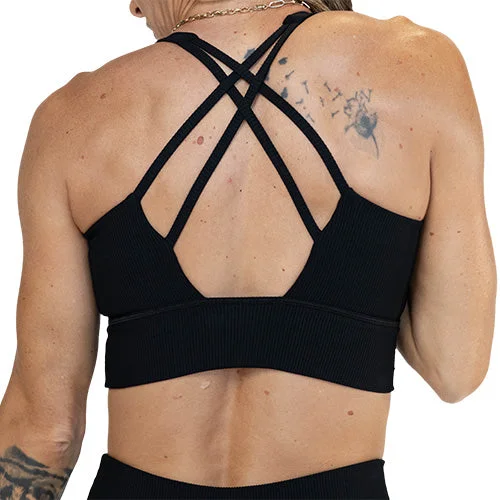 Longline Bra | Ribbed | Black