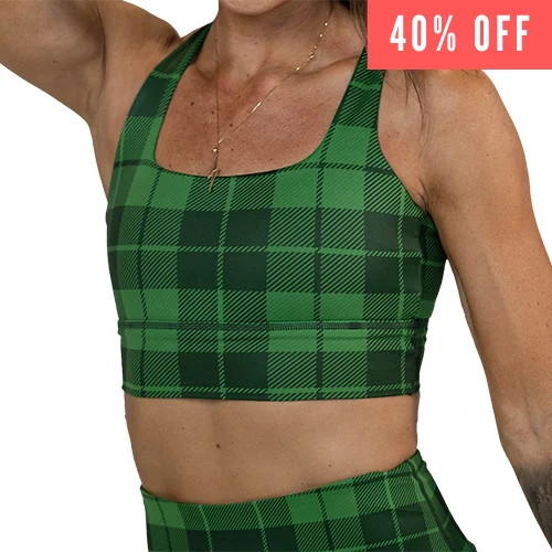 Longline Bra | Green Plaid