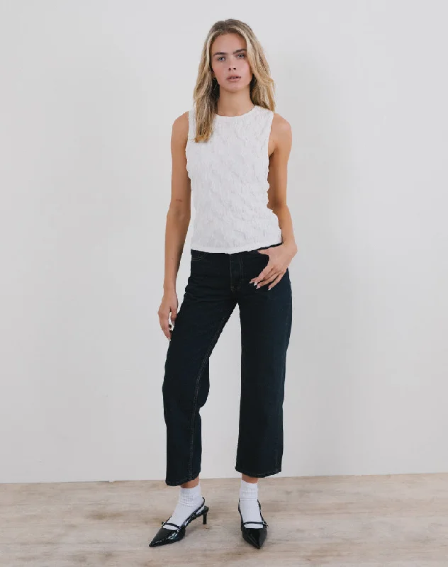 Monelo Vest Top in Textured Mesh White