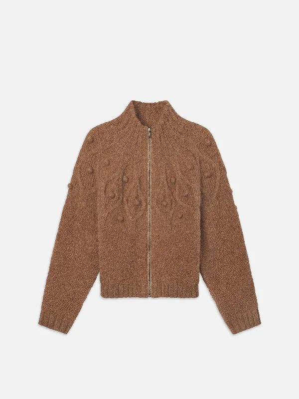 Popcorn Zip Cardi -- Mink