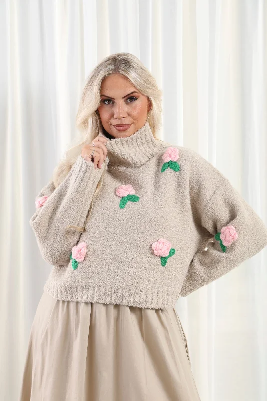 Rose Turtleneck Top Latte