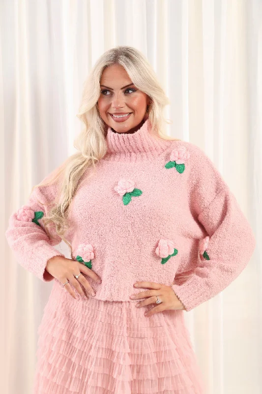 Rose Turtleneck Top Pink