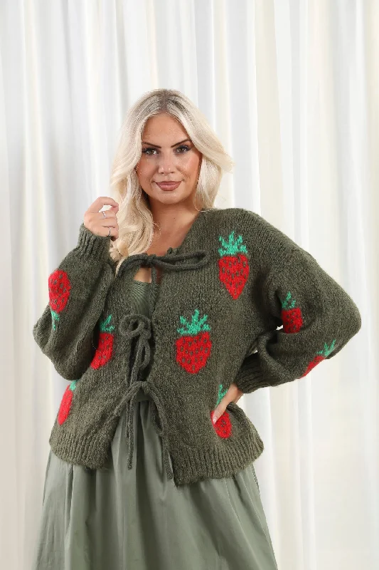 Strawberry Cardigan Khaki