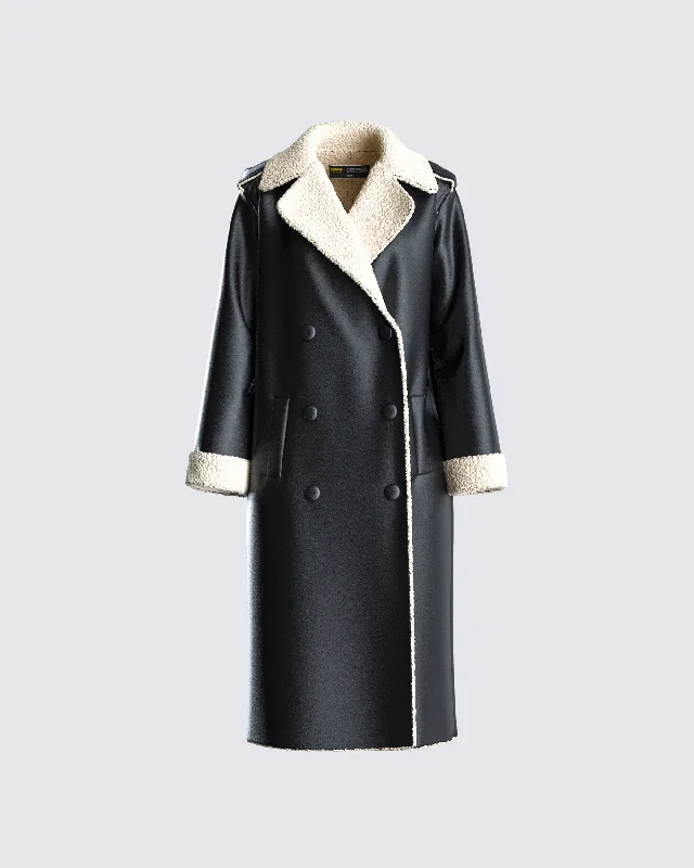 Chessa Black Vegan Leather Coat