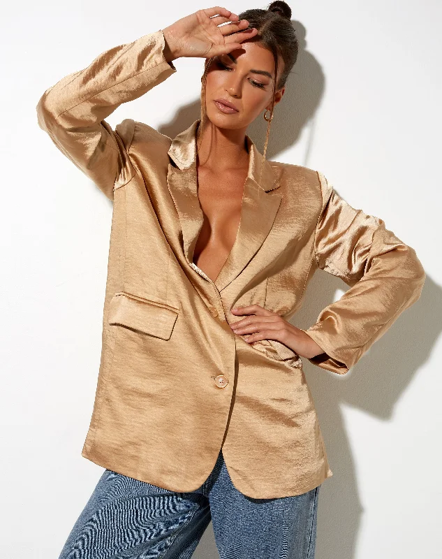 Maiwa Blazer in Satin Golden Sand