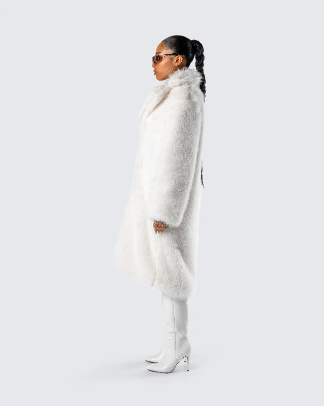 Trista Ivory Faux Fur Coat