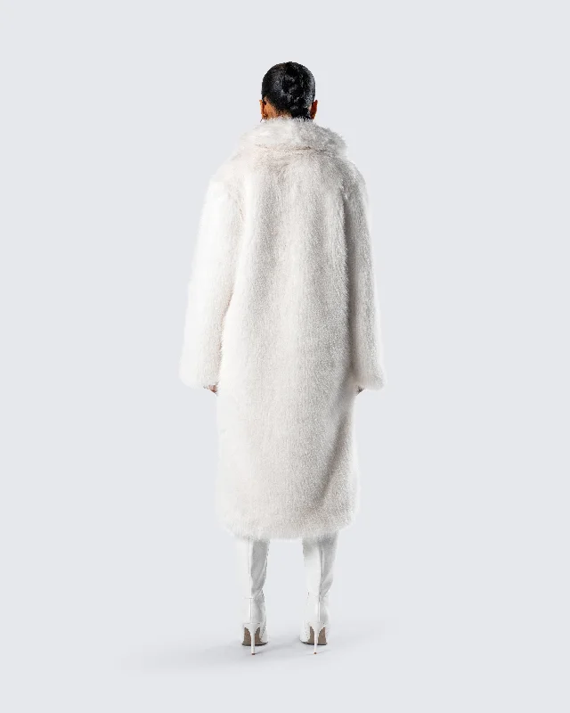 Trista Ivory Faux Fur Coat