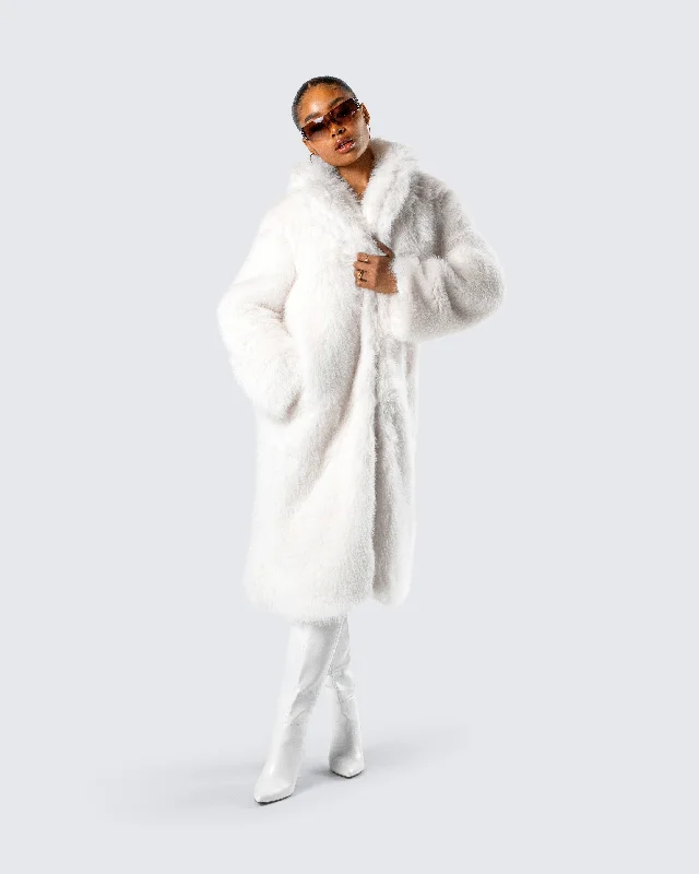 Trista Ivory Faux Fur Coat